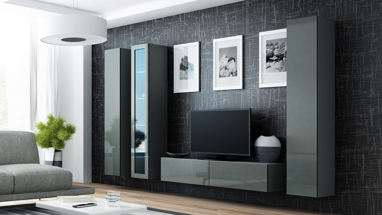 Cama Living room cabinet set VIGO 15 grey/grey gloss