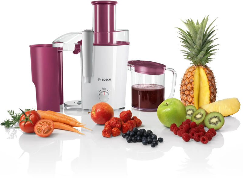 Bosch MES25C0 Entsafter Zentrifugal-Entsafter 700 W Kirsche (Frucht), Transparent, Weiß
