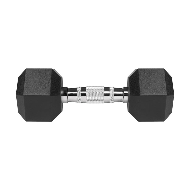 REBEL ACTIVE Rubber-coated cast iron dumbbells 2x7 kg