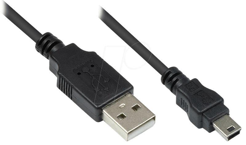 GoodConnections USB 2.0 A > Mini-B 5-pin(ST-ST) 1m Adapterkabel Schwarz