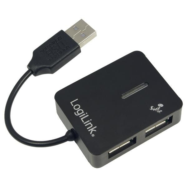black USB 2.0 4-Port Hub, 480