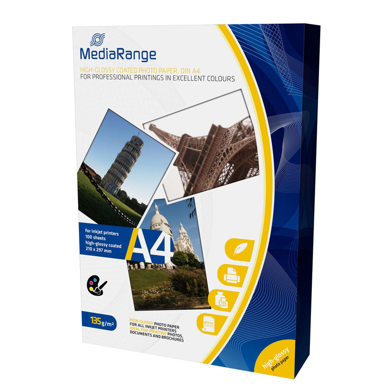 MediaRange Foto Papier hochglänzend A4 135g 100 Blatt