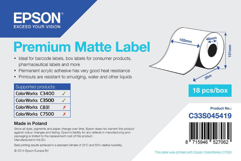 1ROLL PREMIUM MATTE LABEL CONT