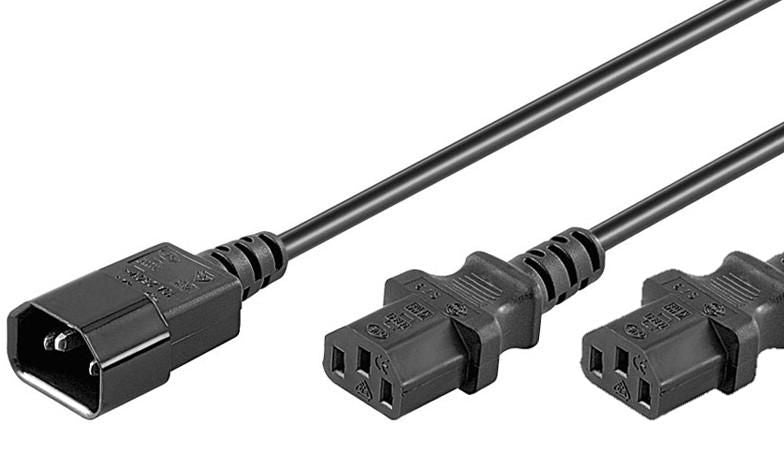 Y Extension Cable, Black, 10A