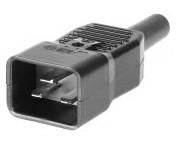 C20 Socket, Straight, Black