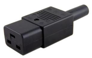 C19 Socket, Straight, Black