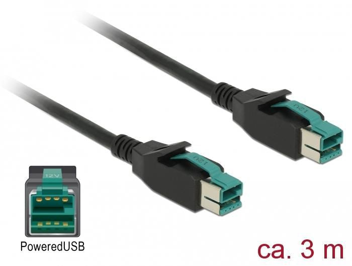 PoweredUSB Kabel Stecker 12 V > PoweredUSB Stecker 12 V 3 m für POS Drucker und Terminals