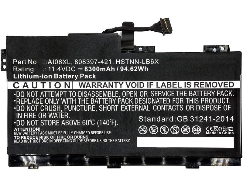 11.4V 8400mAh 95Wh Li-ion