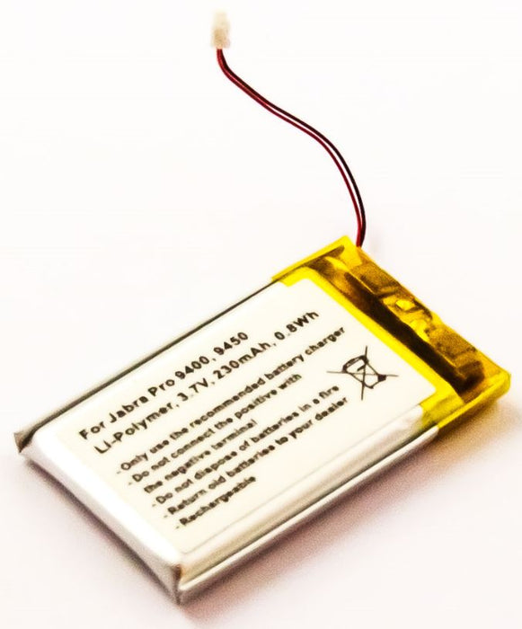 0.85Wh Li-Pol 3.7V. 230mAh