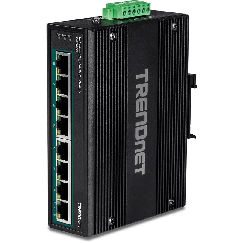 TRENDnet TI-PG80B 8-Port PoE+ Switch Industrial Gigabit DIN-Rail (24-56V)