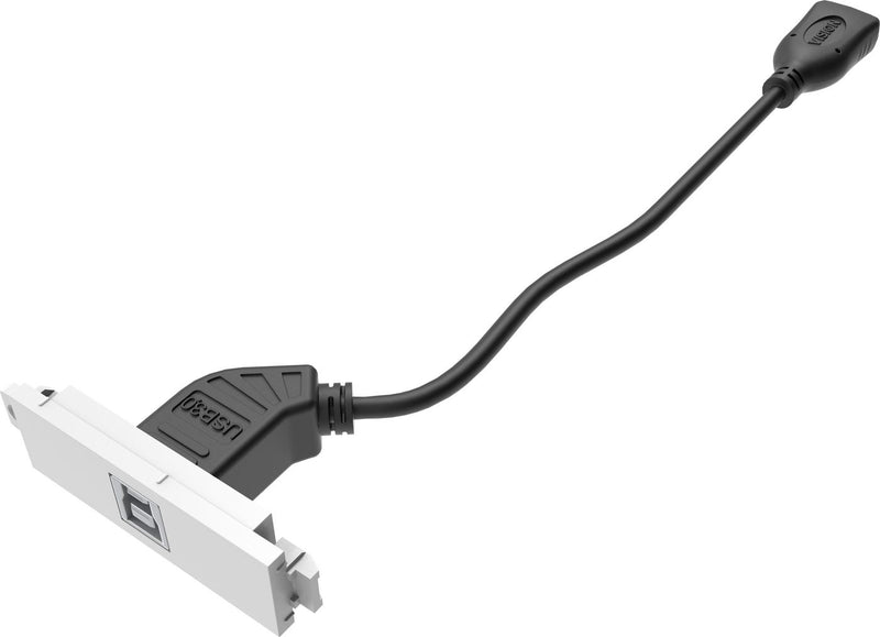 Modular AV faceplate component - USB B (on front) to A module - A type socket on the rear and square B type socket on the front - USB 3.0 backward com