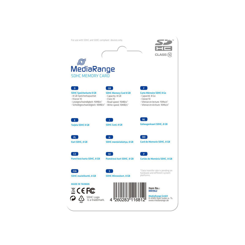 CARD MediaRange Card 8GB SDHC CL.10