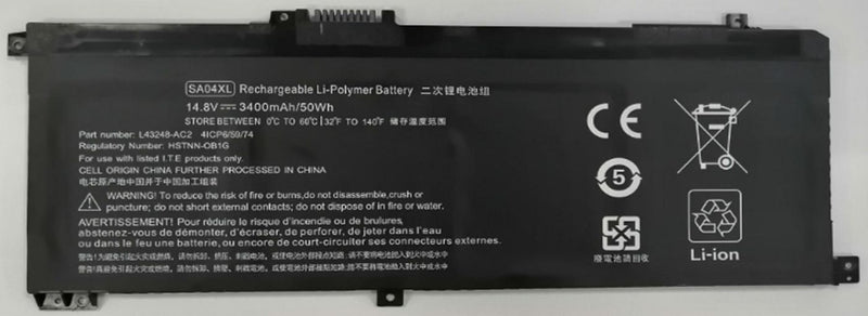 14.8V 3400mAh 50Wh Li-ion