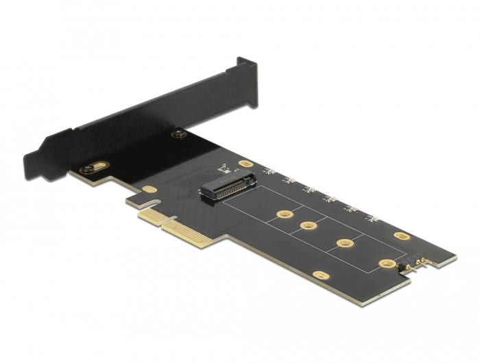 PCI Express x4 Karte zu 1 x intern NVMe M.2 Key M mit Kühlkörper und RGB LED Beleuchtung - Low Profile Formfaktor