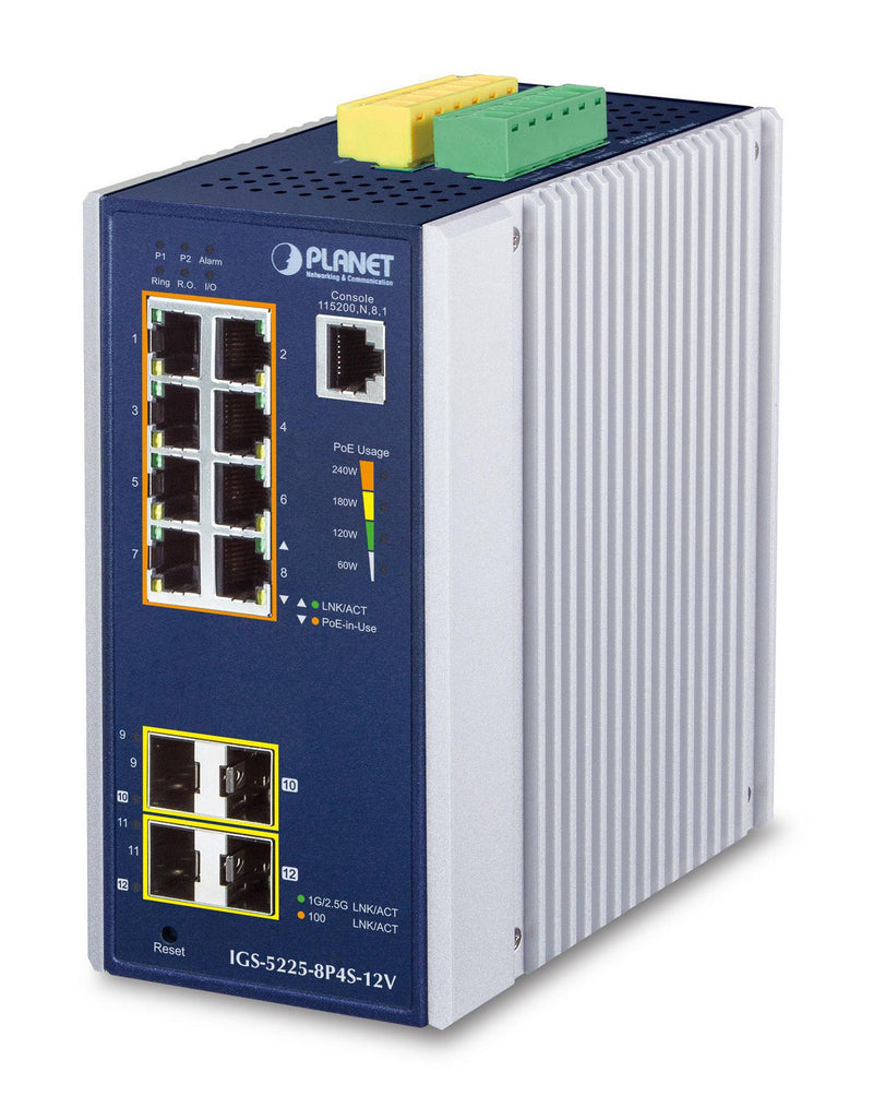 PLANET Industrial 8-Port GE PoE + 2*1G SFP + 2*2,5G SFP