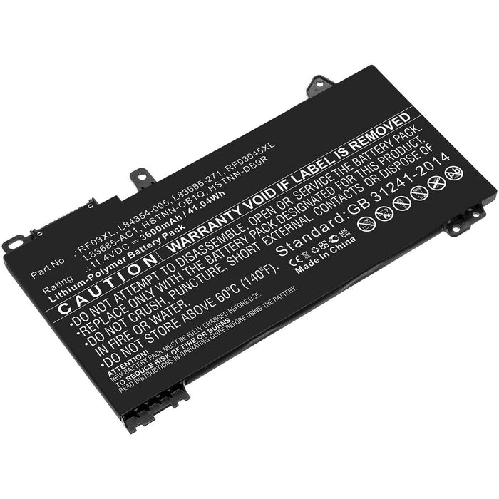 11.4V 3600mAh, Black for HP