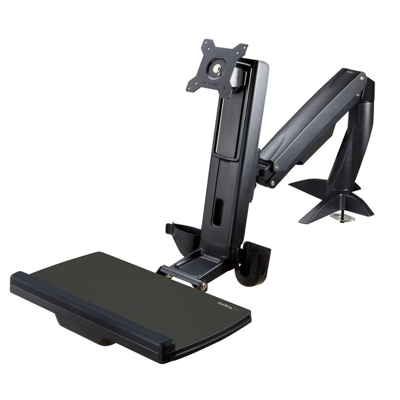 Startech Sit Stand Monitor Arm, Desk Mount Adjustable Sit-Stand Workstation Arm for Single 34" VESA Mount Display, Ergonomic Articulating Standing Des