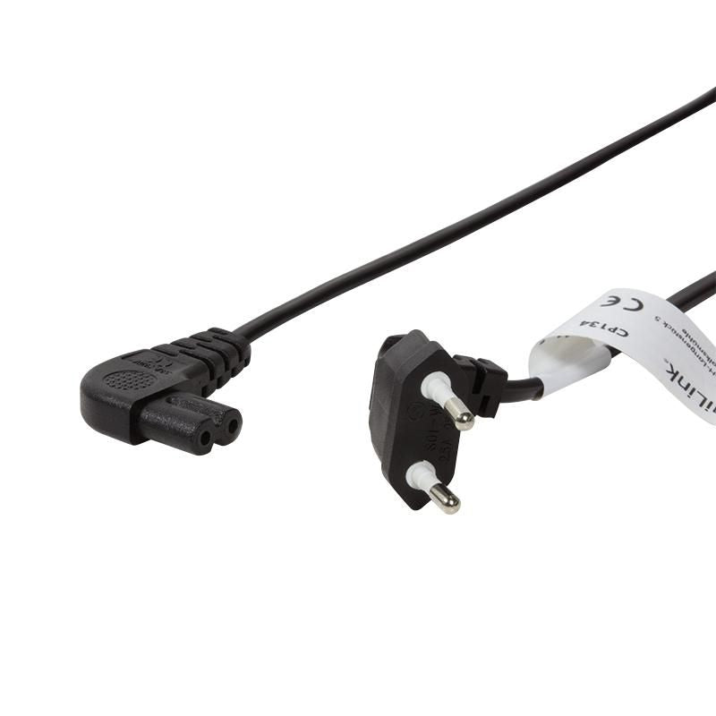 Logilink Power cable, CEE 7/16 (90°) to IEC C7 (90°), black, 0.75 m