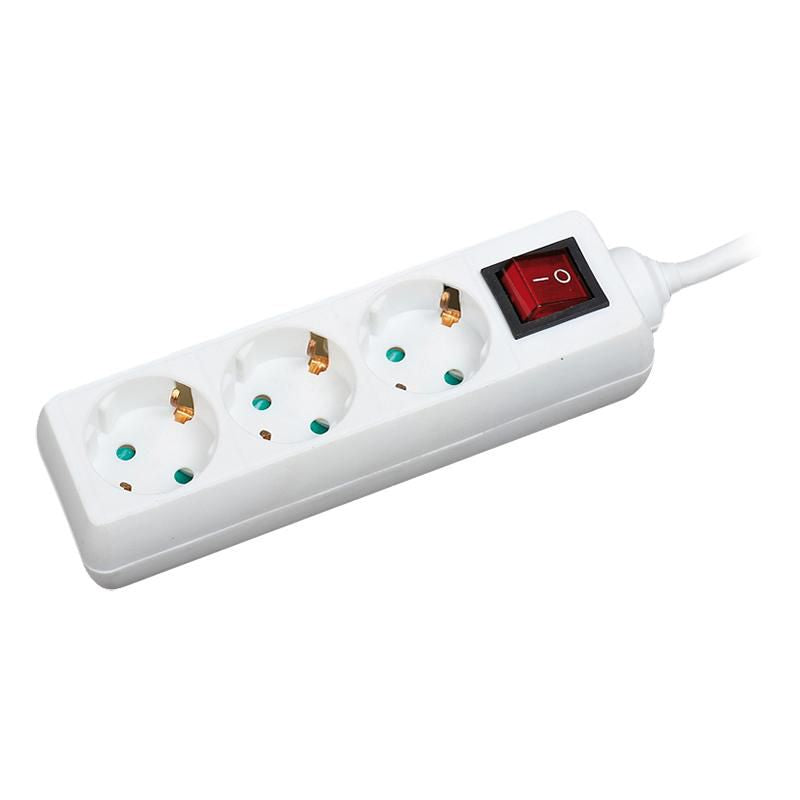Logilink Outlet Strip, 3 safety sockets, w/ switch, 1.5m, white