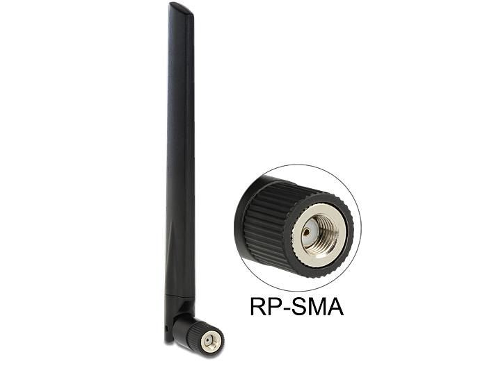 WLAN 802.11 ac/a/h/b/g/n Antenne RP-SMA Stecker 3 - 5 dBi omnidirektional mit Kippgelenk schwarz