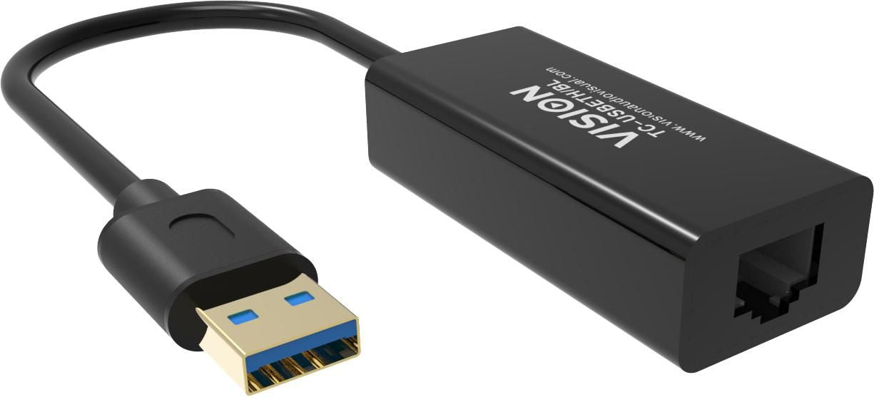 VISION Professional installation-grade USB-A to RJ45 Ethernet network adapter - LIFETIME WARRANTY