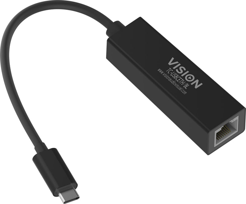 Vision TC-USBCETH/BL - Network adapter - USB-C 3.1 - Gigabit Ethernet x 1 - black