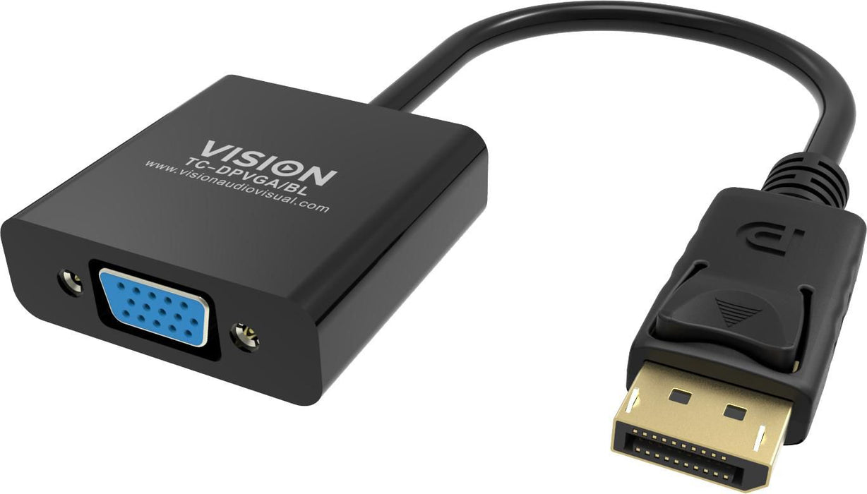 DisplayPort to VGA adaptor - maximum resolution 1920 x 1080 - does not convert VGA to DP - hotplug - DP (m) to VGA (f) - overall length 150 mm - outer