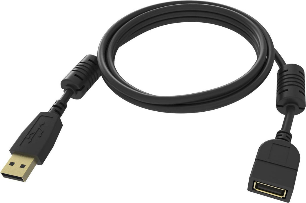 2 m USB 2.0 extension cable - gold plated connectors - ferrite cores both ends - bandwidth 480 mbps - over 65 percent coverage braided shield - USB A