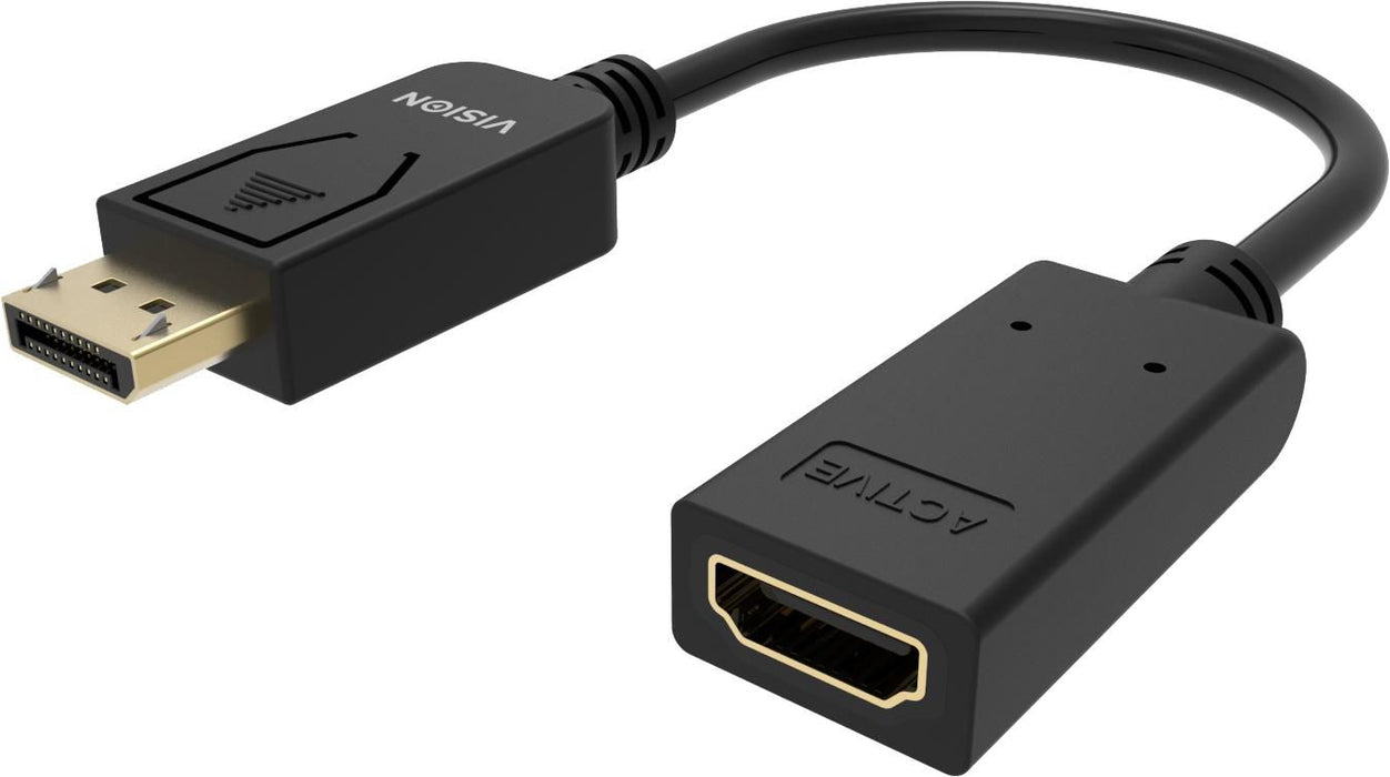 DisplayPort to HDMI adaptor - 4k 60 hz - DP version 1.3 - gold connectors - HDMI 2.0 - does not convert HDMI to DP - hotplug - DP (m) to HDMI (f) - ou