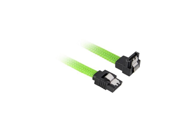 Sharkoon Kabel SATA III 90° sleeve 0.45m grün