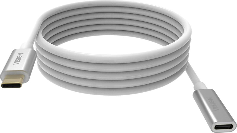 2 m USB C extension cable -USB 3.2 gen 1 5 gbps - supports 3 a charging current - USB C 3.2 (m) to USB C 3.2 (f) - outer diameter 4.5 mm - 22+30 awg -
