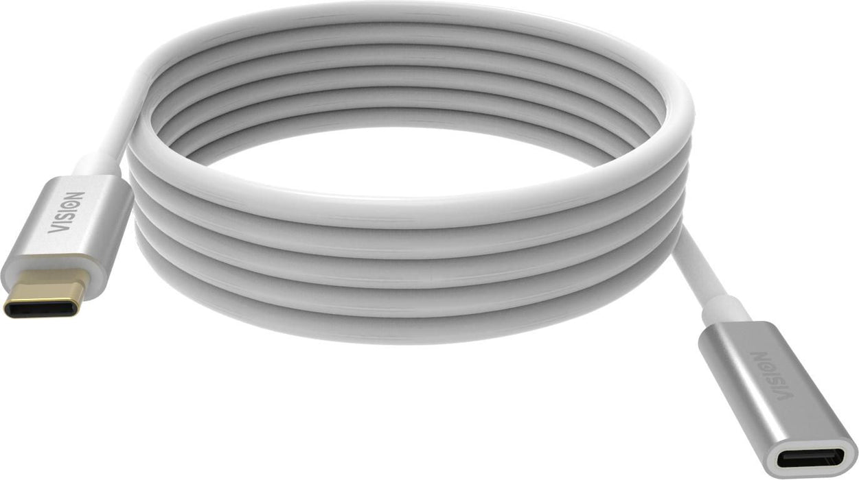 2 m USB C extension cable -USB 3.2 gen 1 5 gbps - supports 3 a charging current - USB C 3.2 (m) to USB C 3.2 (f) - outer diameter 4.5 mm - 22+30 awg -