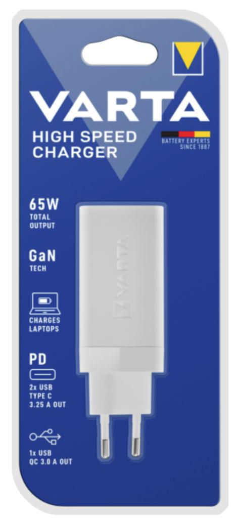 VARTA Ladegert 3 Port 65 W, 2x USB-C, 1x USB-A, High Speed Charger