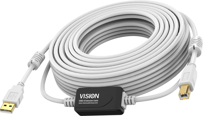 Vision Techconnect - USB cable - USB (M) to USB Type B (M) - USB 2.0 - 15 m - active booster inline - white