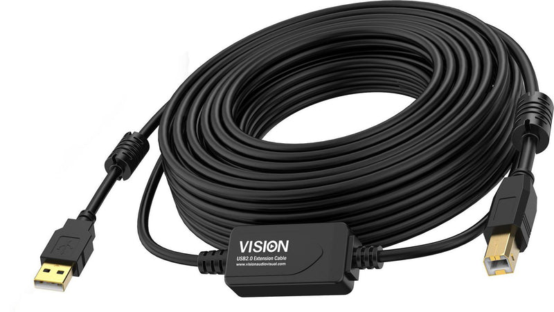 Vision - USB cable - USB (M) to USB Type B (M) - USB 2.0 - 10 m - active booster inline - black