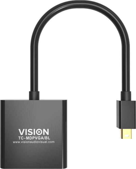 Mini DisplayPort to VGA adaptor - maximum resolution 1920 x 1080 - does not convert VGA to DP - hotplug - mDP (m) to VGA (f) - outer diameter 5.5 mm -