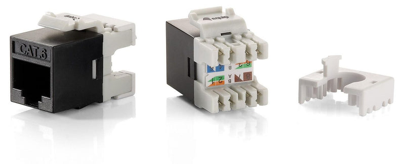 Keystone Jack ungeschirmt Cat6 LSA schlank 8Stk sw Polybeutel