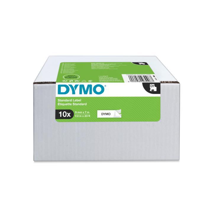 D1-TAPE 9X7MM BLACK ON WHITE