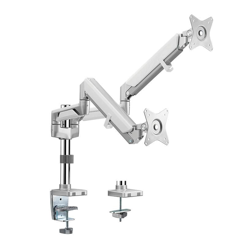 Dual Monitor mount, 17-32, aluminum, gas spring, curved screens, pole