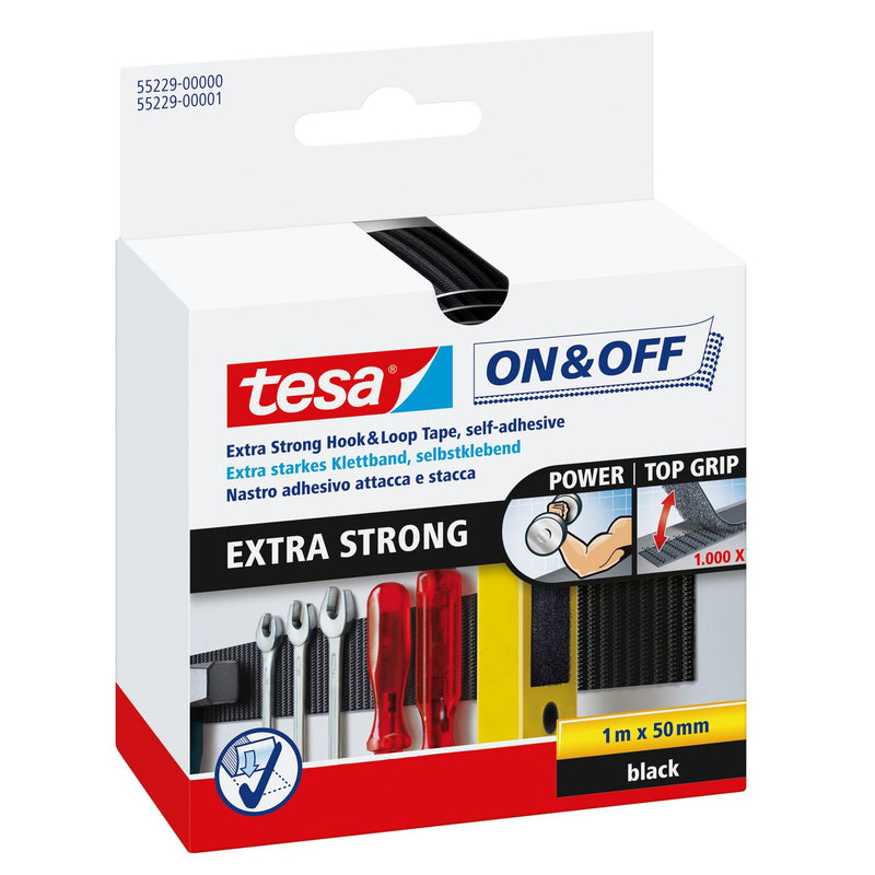 Tesa Klettklebeband 1m x 50mm on&off schwarz 55229