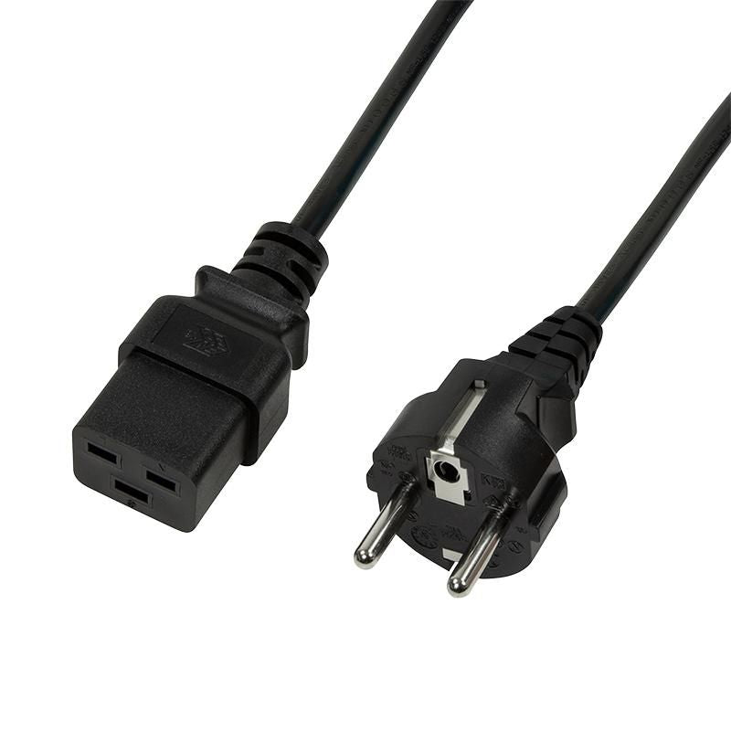 Power cable, CEE 7/7 to IEC C19, black, 1.8 m