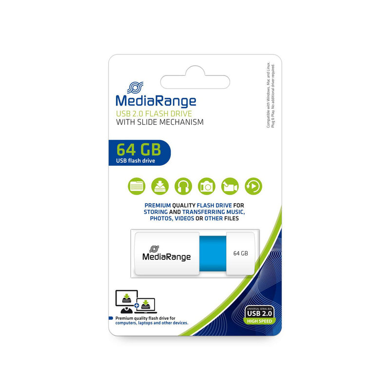 STICK MediaRange USB STICK 64GB USB 2.0 Color Edt. hellblau