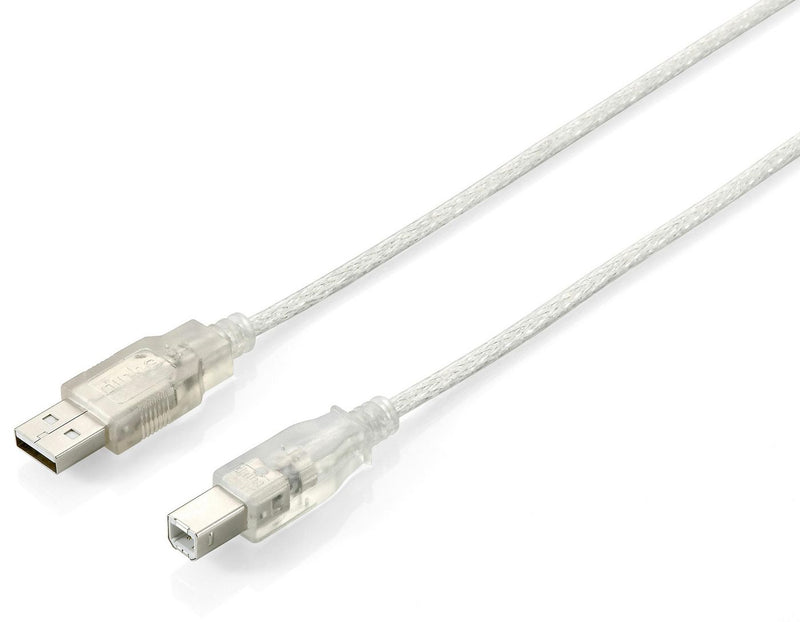 Equip USB Kabel 2.0 A-B St/St 1.00m transparent Polybeutel