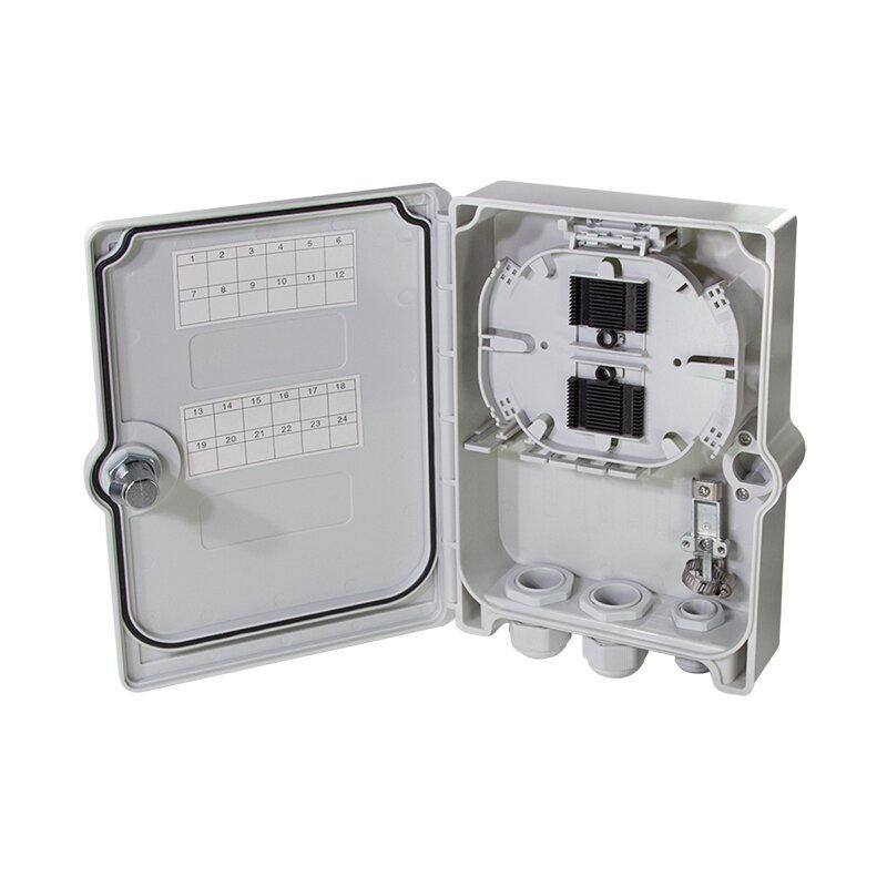 FTTX distribution box max. 24 fibers, 6x LC/QD or SC/DX, unloaded, IP55