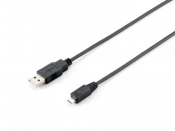 Equip Kabel USB-A 2.0 -> micro B St/St 1.00m schwarz Polybeutel