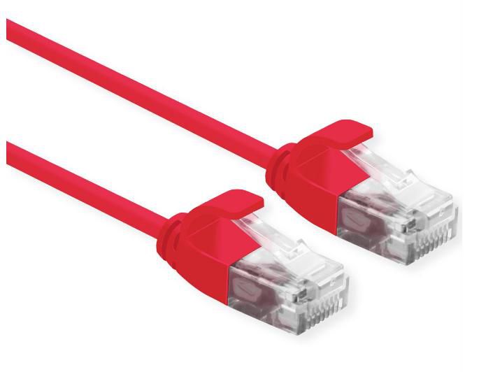 ROLINE UTP DataCenter Patchkabel Cat.6A (Class EA), LSOH, slim, rot, 1 m