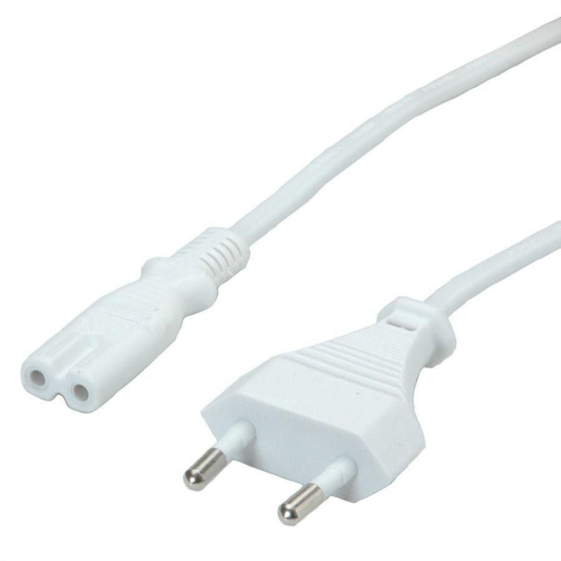 VALUE Netzkabel Euro-Flachstecker auf C7 2polig weiss 1,8m