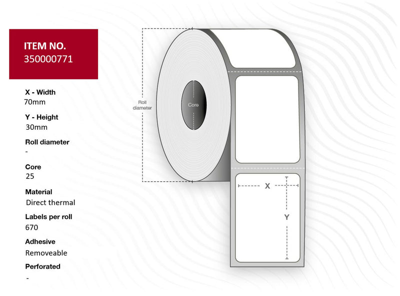 / 70x17mm) - Core 25. White.