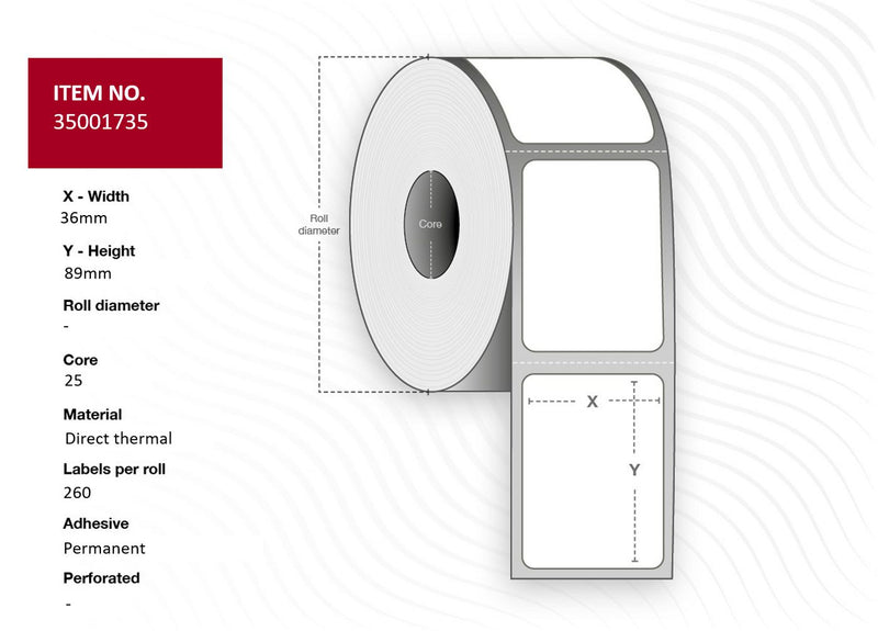 Top-coated. DT.  260 labels