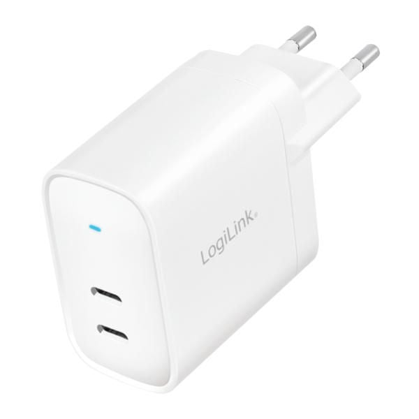 Charger LogiLink 2xUSB-C 40 W White